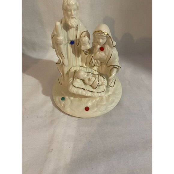 JC Penny Home Collection Ivory & Gold Porcelain Nativity Wind-Up Music Box W Box - Picture 4 of 16